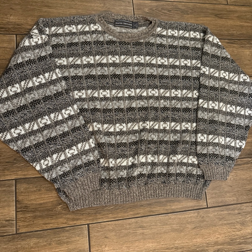 David Taylor Knit Sweater in Brown and Gray